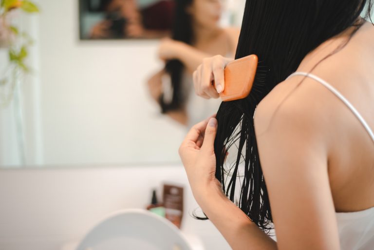 Asian female woman in beauty treatment concept young woman hair cosmetic care