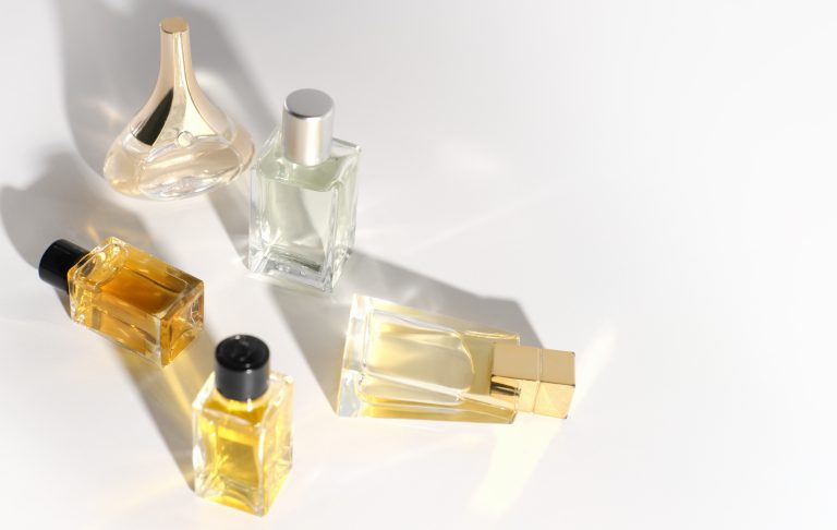 perfume bottles on a white background travel size fragrance bottles